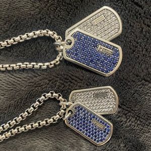 David Yurman Dog Tag with sapphires 27 mm